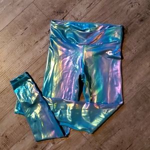 EUC Grrrl liquid blue athletic leggings